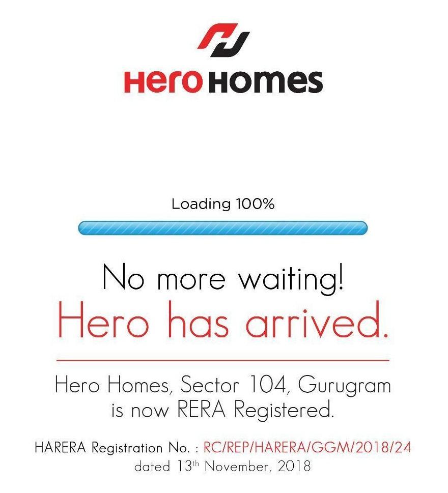Hero Homes in Sector 104, Gurugram is now RERA Registered Update